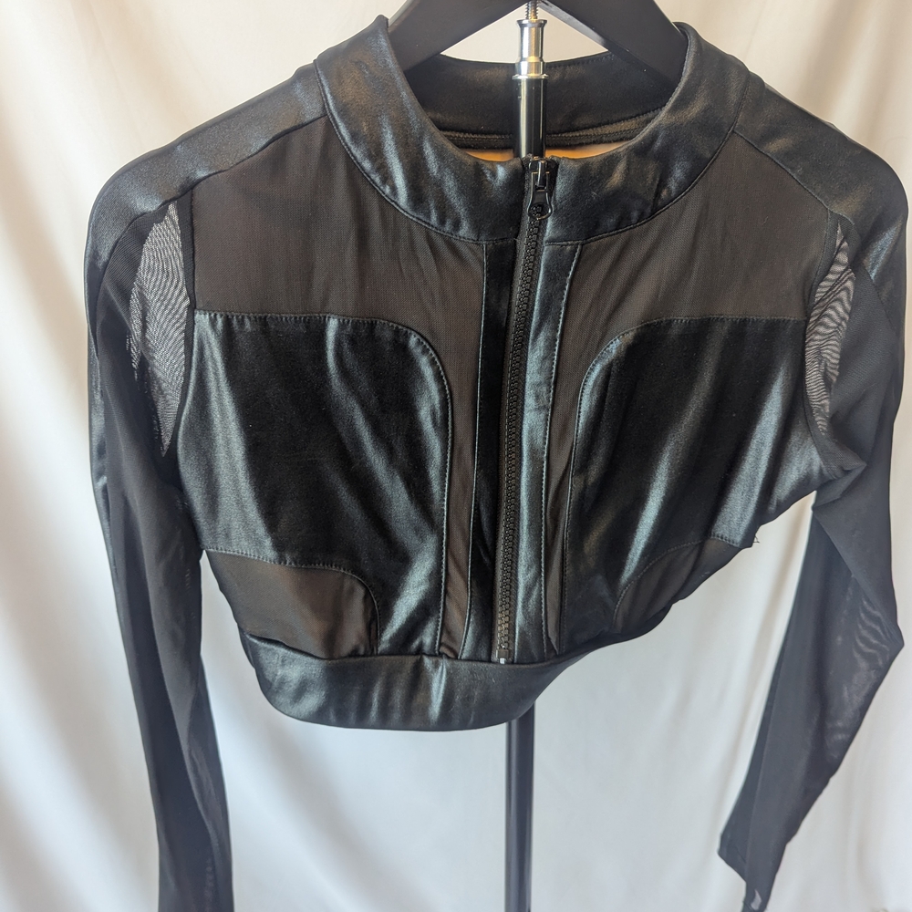 Dance Costume - Black Women's Cropped Moto Style Crop Top